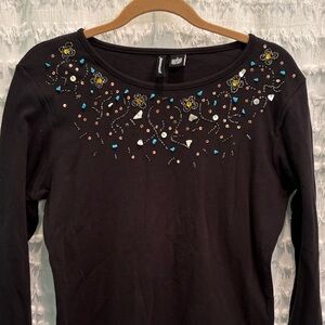 Jason Maxwell Black Embellished Long Sleeve Top
